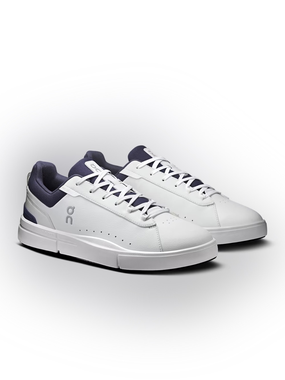 On Running White and Navy Casual Low-Top Sneakers